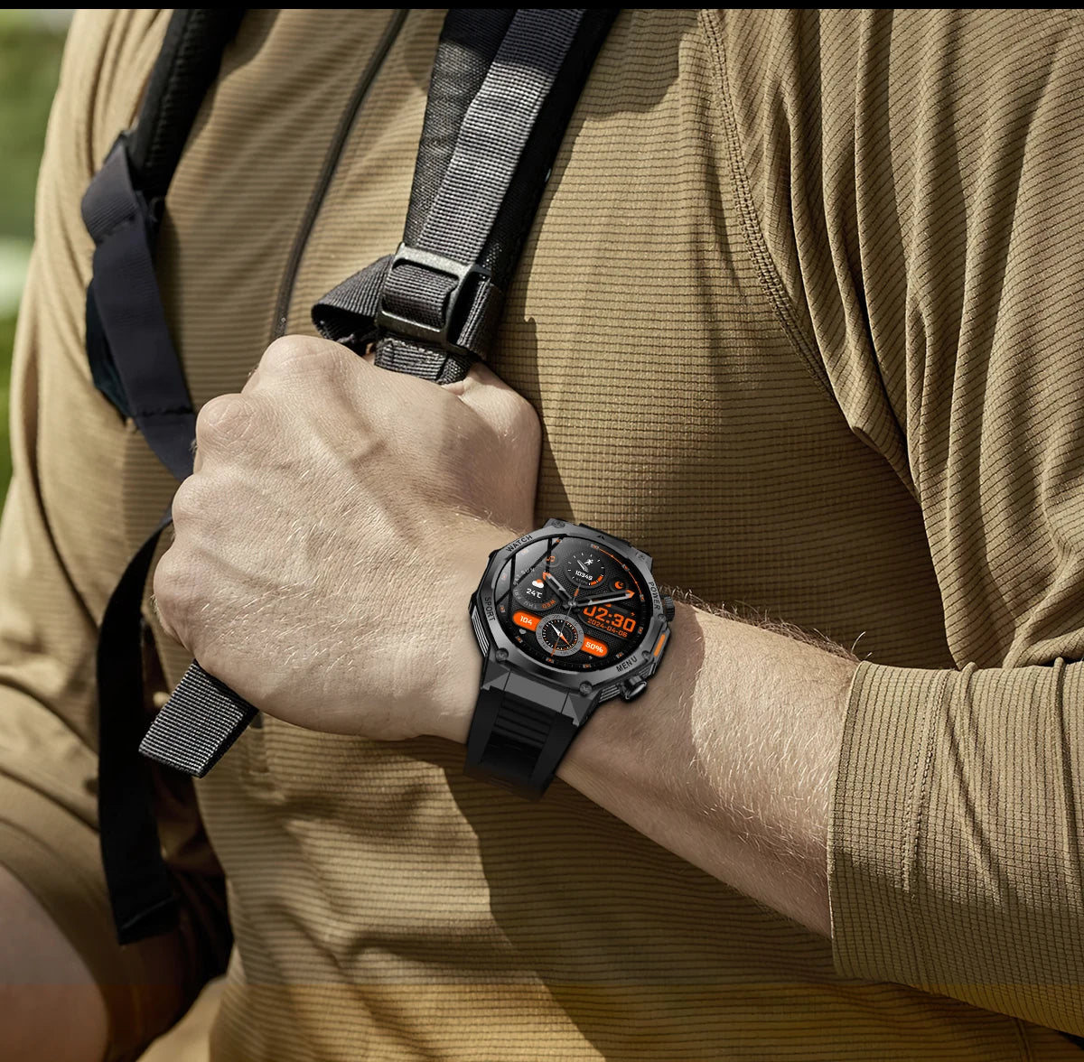 LIGE Smartwatch Herren 2025 – Militär Outdoor, 1,8" HD AMOLED, 800 mAh Batterie, Herzfrequenz & Bluetooth-Anruf, Sport-Smartwatch für Android & iOS
