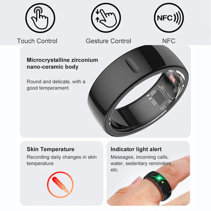 R05 NFC Smart Ring with Charging Case – Health &amp; Fitness Ring, 5ATM Waterproof