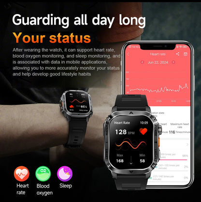 LIGE 2025 Premium Military Smartwatch Men – Outdoor Sports Tracker, Bluetooth Call, Flashlight, IP68 Waterproof, 400 mAh Battery