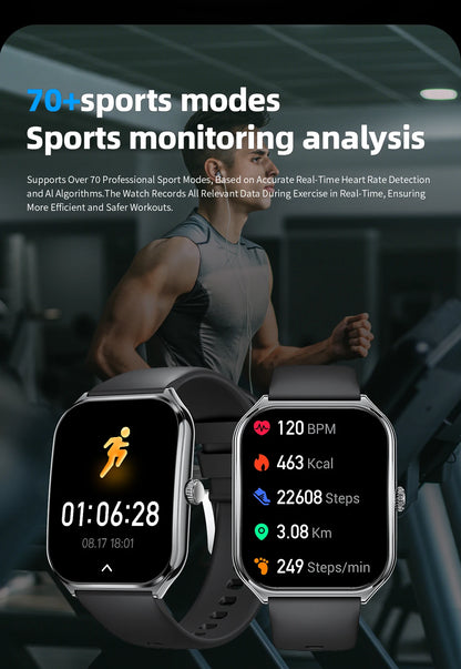 LIGE Smartwatch 2025 – 1,96" AMOLED HD, Bluetooth-Anruf, Fitness & Gesundheit für Herren & Damen | Taggytech