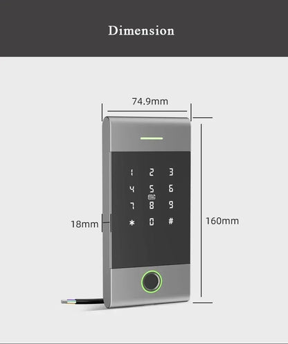 TTLock Fingerprint Access Control – Metal Housing, Rainproof, App & PIN, 13.56 MHz IC Card Reader