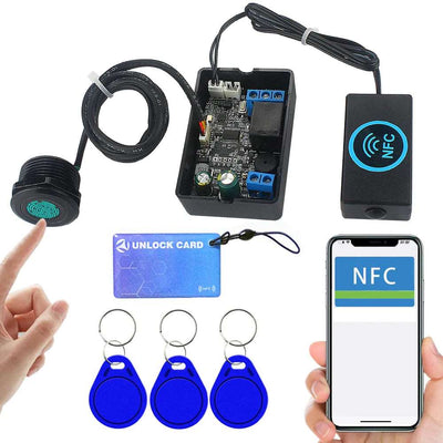 Mobile phone NFC fingerprint relay control module DC10V-120V IC card induction access controller Switch locomotive car unlock