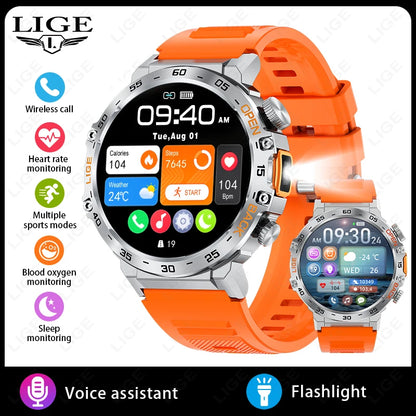 LIGE Militär Outdoor Smartwatch Herren 2024 – AMOLED HD, Bluetooth-Anrufe, Fitness & Sport, IP68 Wasserdicht | Taggytech
