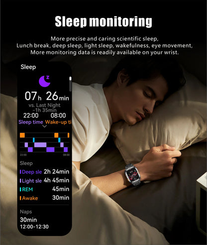 LIGE 2025 Smartwatch Men – 2.01" HD AMOLED, GPS, IP68 Waterproof, Outdoor Sports, LED Flashlight, Bluetooth Calls