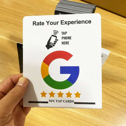 888Bytes NFC216 Chip Boosted Online Presence Google Review NFC Table Stand Display Review us on Google Pedestal