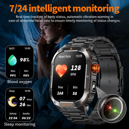 LIGE 2025 Professionelle Sport Smartwatch Herren – Outdoor Wasserdicht, LED-Taschenlampe, Bluetooth Anruf, 2,01" HD Display | Taggytech
