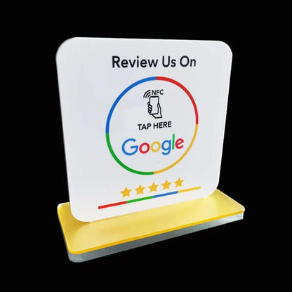 NFC-Bewertungsschild für Google-Bewertungen, ideal für Geschäfte zur Förderung von Kundenfeedback.