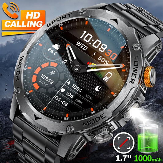 LIGE Smartwatch Men 2025 – 1000 mAh Battery, Outdoor, Bluetooth Call, Sports &amp; Flashlight
