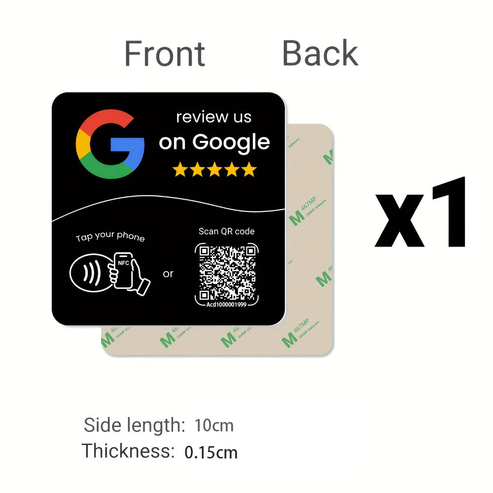 Google Review NFC Card – NTAG215 Chip, Programmable & QR Code | Taggytech