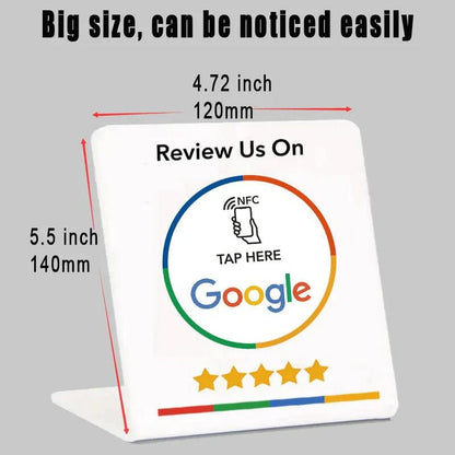 Echtzeit-Präsentation von Google-Bewertungen mit dem NFC-Google-Bewertungs-Displayständer
