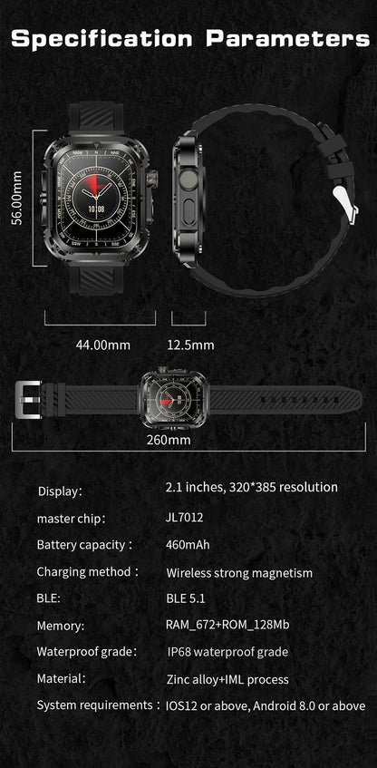 LIGE Outdoor Smartwatch for Men – GPS, Compass, NFC, 2.1" AMOLED, 460 mAh Battery