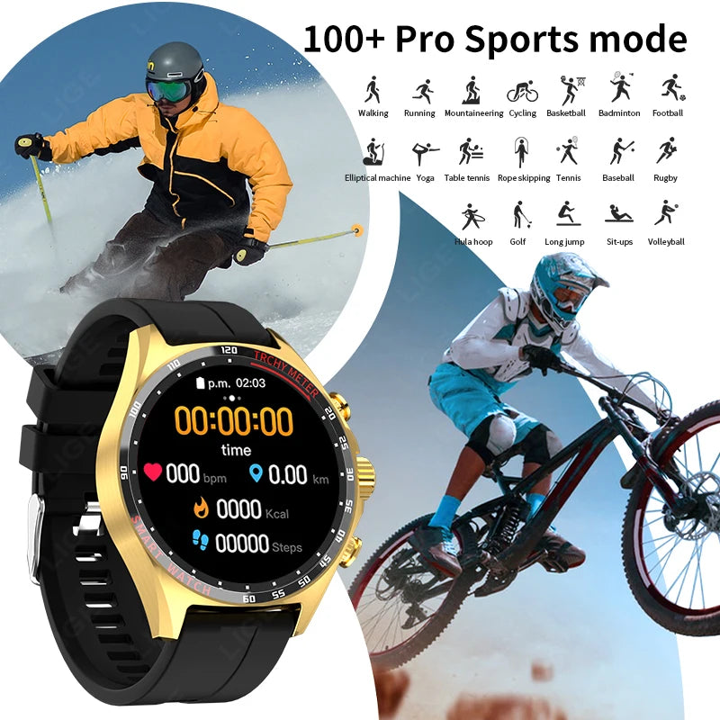 LIGE Outdoor Smartwatch 2025 – Wasserdicht, GPS, Höhenmesser, Kompass, NFC & 410 mAh Akku für Männer