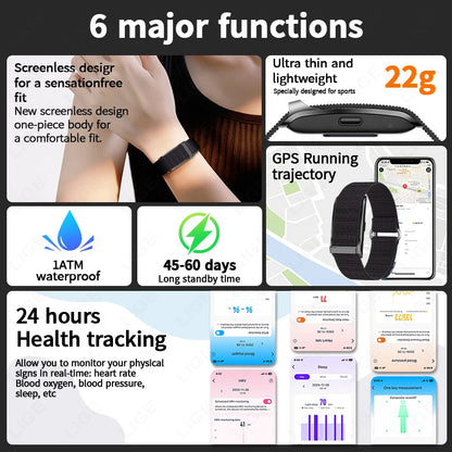 LIGE 2025 Smartwatch Männer & Frauen – Bildschirmloses Fitness-Armband, 1ATM Wasserdicht, Herzfrequenz & Gesundheits-Tracker | Taggytech