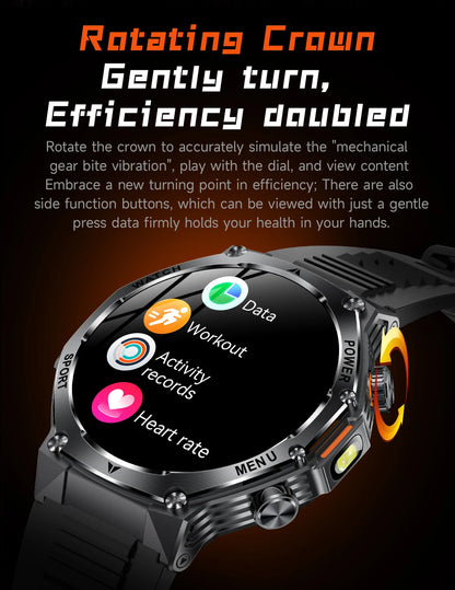 LIGE Smartwatch Herren 2025 – Militär Outdoor, 1,8" HD AMOLED, 800 mAh Batterie, Herzfrequenz & Bluetooth-Anruf, Sport-Smartwatch für Android & iOS