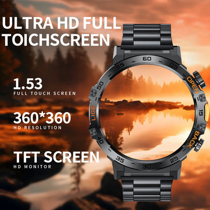 LIGE Militär Outdoor Smartwatch Herren 2024 – AMOLED HD, Bluetooth-Anrufe, Fitness & Sport, IP68 Wasserdicht | Taggytech