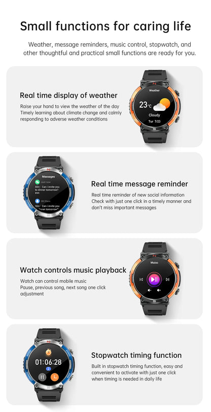LIGE 2024 Outdoor Smartwatch for Men – Bluetooth Call, Compass, Fitness & Health Monitor, IP68 Waterproof, 1.52" IPS Display