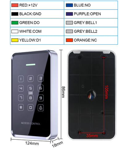 NFC/RFID Access Control Keypad – Waterproof, Touchscreen, 1000 Users, Dual-Frequency Wiegand Reader | Taggytech