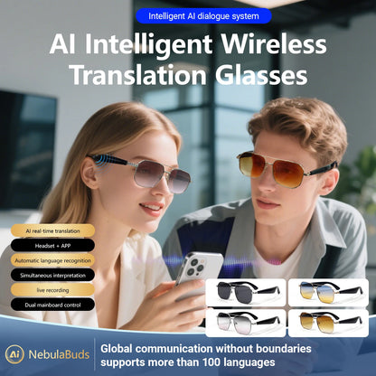 LIGE Smart Sunglasses 2025 – Bluetooth Call, AI Translation, UV400, for Women & Men