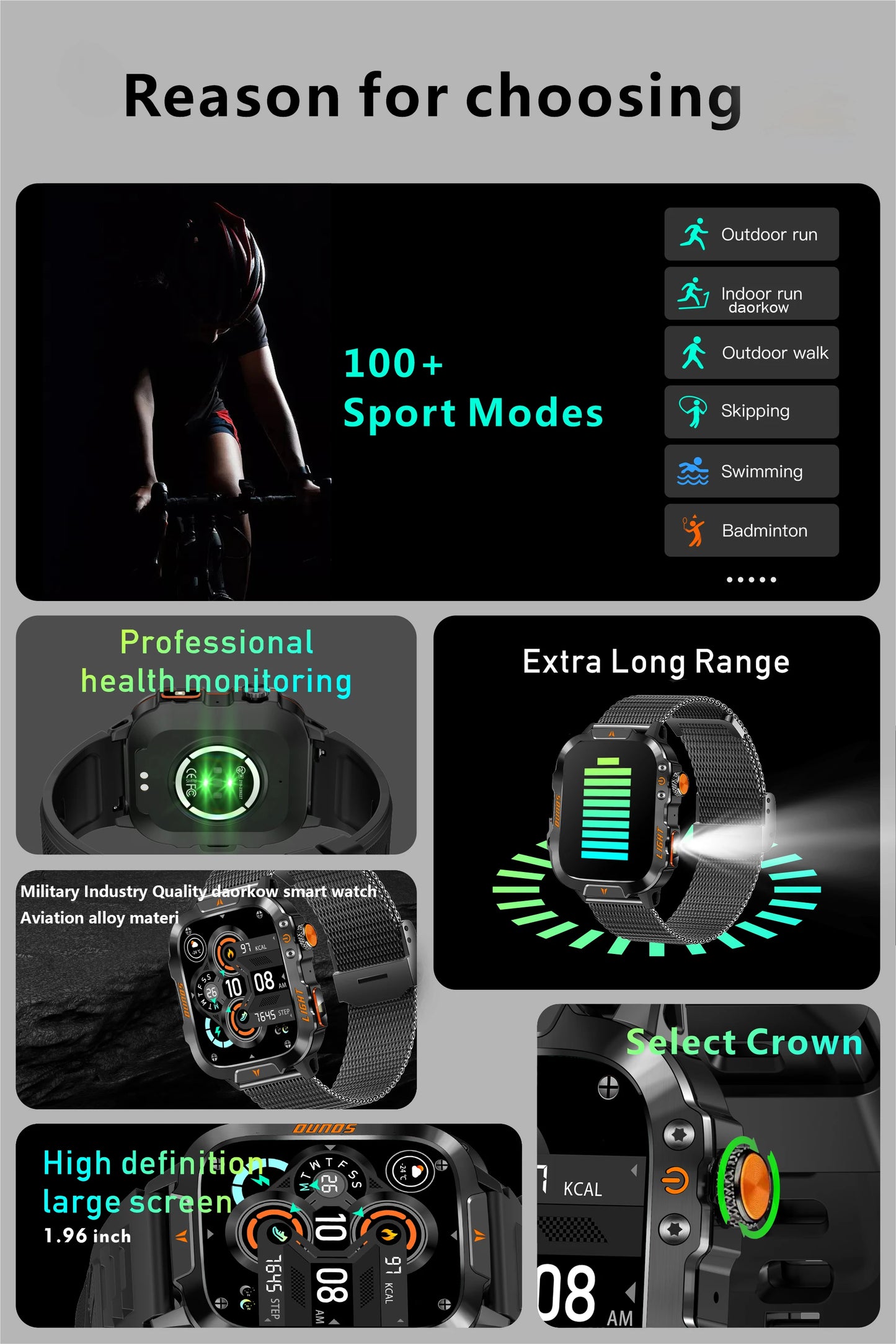 LIGE Militärische Smartwatch 2025 – Wasserdicht, Outdoor Sport Tracker, LED-Taschenlampe, Bluetooth-Anruf | Taggytech