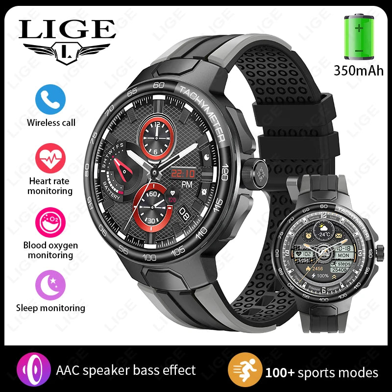 LIGE Smartwatch Männer 2024 – NFC, Fitness & Sport, Bluetooth-Anruf, Musik, Wasserdicht | Taggytech