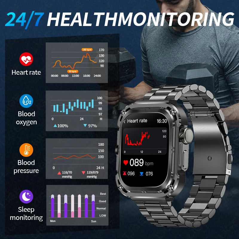LIGE 2024 GPS Tracker Outdoor Smartwatch Men – 2.1" Ultra-HD AMOLED, 460 mAh, NFC &amp; Compass, Sport &amp; Fitness