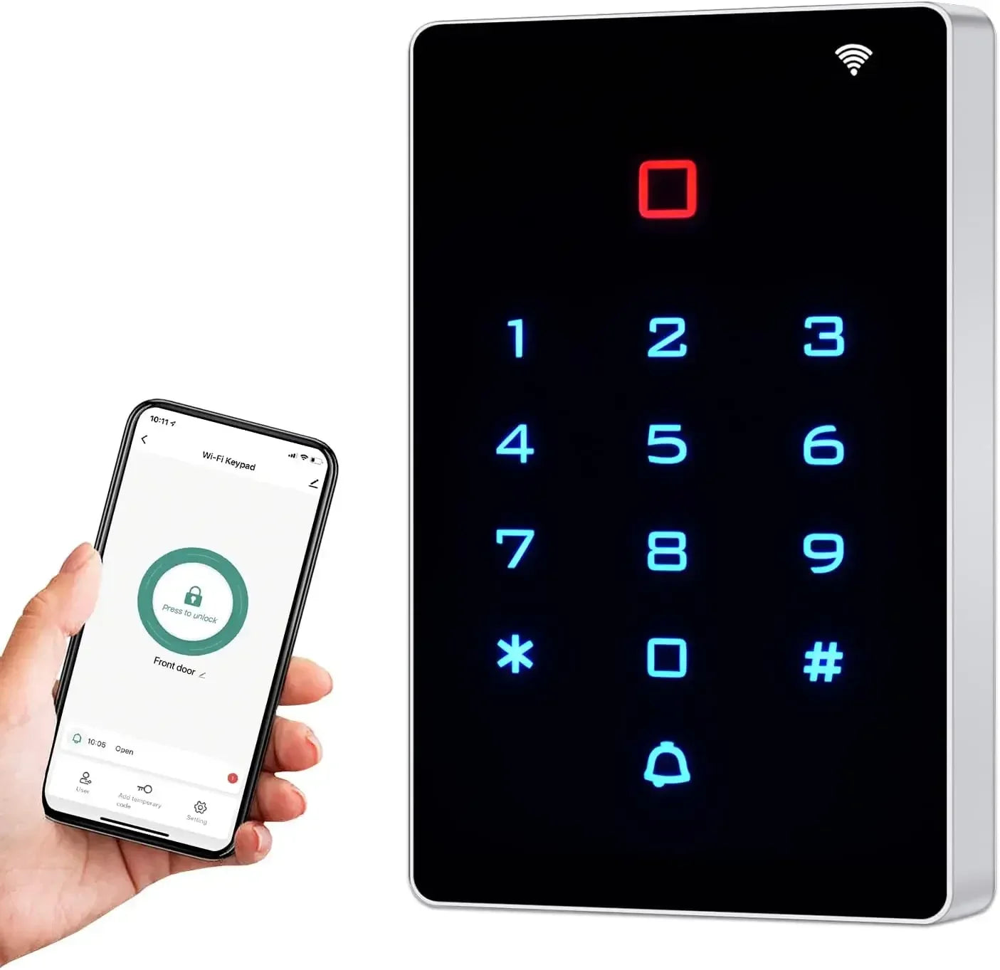 Tuya WiFi Access Control – IP68 Waterproof RFID Keypad, 2000 Users, Touch Panel, App Control | Taggytech