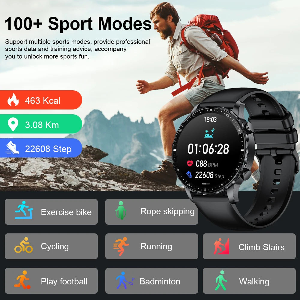 LIGE Smartwatch for Men – Bluetooth Call, Fitness &amp; Sports Tracker, IP68 Waterproof