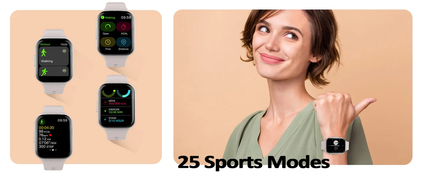 Nerunsa 1,69" Smartwatch – Fitness Tracker für Damen & Herren | Herzfrequenz, Schlafmonitor & Schrittzähler | Taggytech