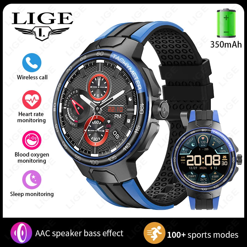 LIGE Smartwatch Männer 2024 – NFC, Fitness & Sport, Bluetooth-Anruf, Musik, Wasserdicht | Taggytech