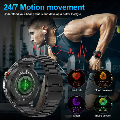 LIGE 2025 Militär Outdoor Smartwatch Herren – 1,75" AMOLED HD, 730 mAh Akku, Taschenlampe, 3ATM Wasserdicht | Taggytech