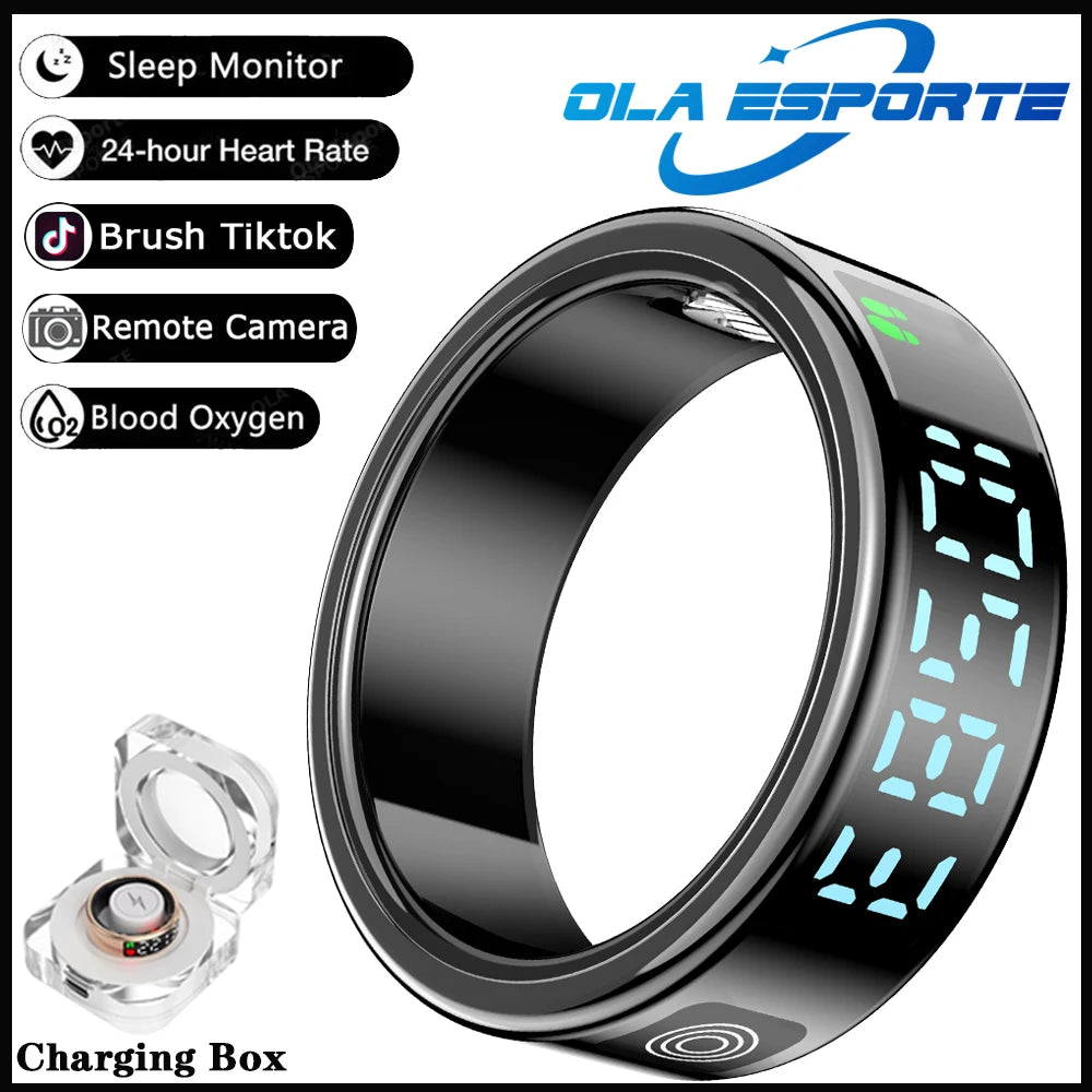 Smart Ring 2025 – LED display, heart rate &amp; fitness tracking, IP68 waterproof