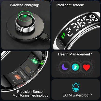 Lenovo R12 Smart Ring – Touchscreen, health tracking &amp; wireless charging | Heart rate, O₂, sleep monitor | 5ATM water resistance