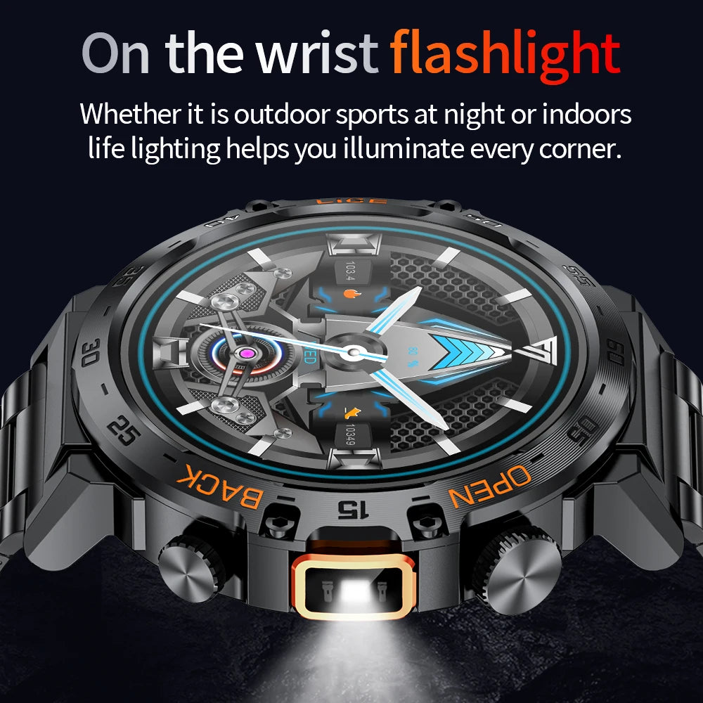 LIGE Militär Outdoor Smartwatch Herren 2024 – AMOLED HD, Bluetooth-Anrufe, Fitness & Sport, IP68 Wasserdicht | Taggytech