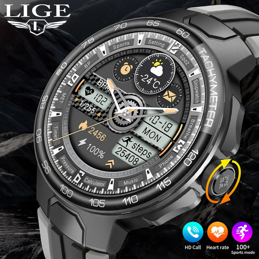 LIGE Smartwatch Men 2024 – NFC, Fitness &amp; Sports, Bluetooth Call, Music, Waterproof