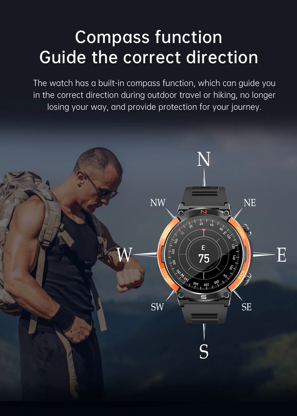 LIGE 2024 Outdoor Smartwatch for Men – Bluetooth Call, Compass, Fitness & Health Monitor, IP68 Waterproof, 1.52" IPS Display