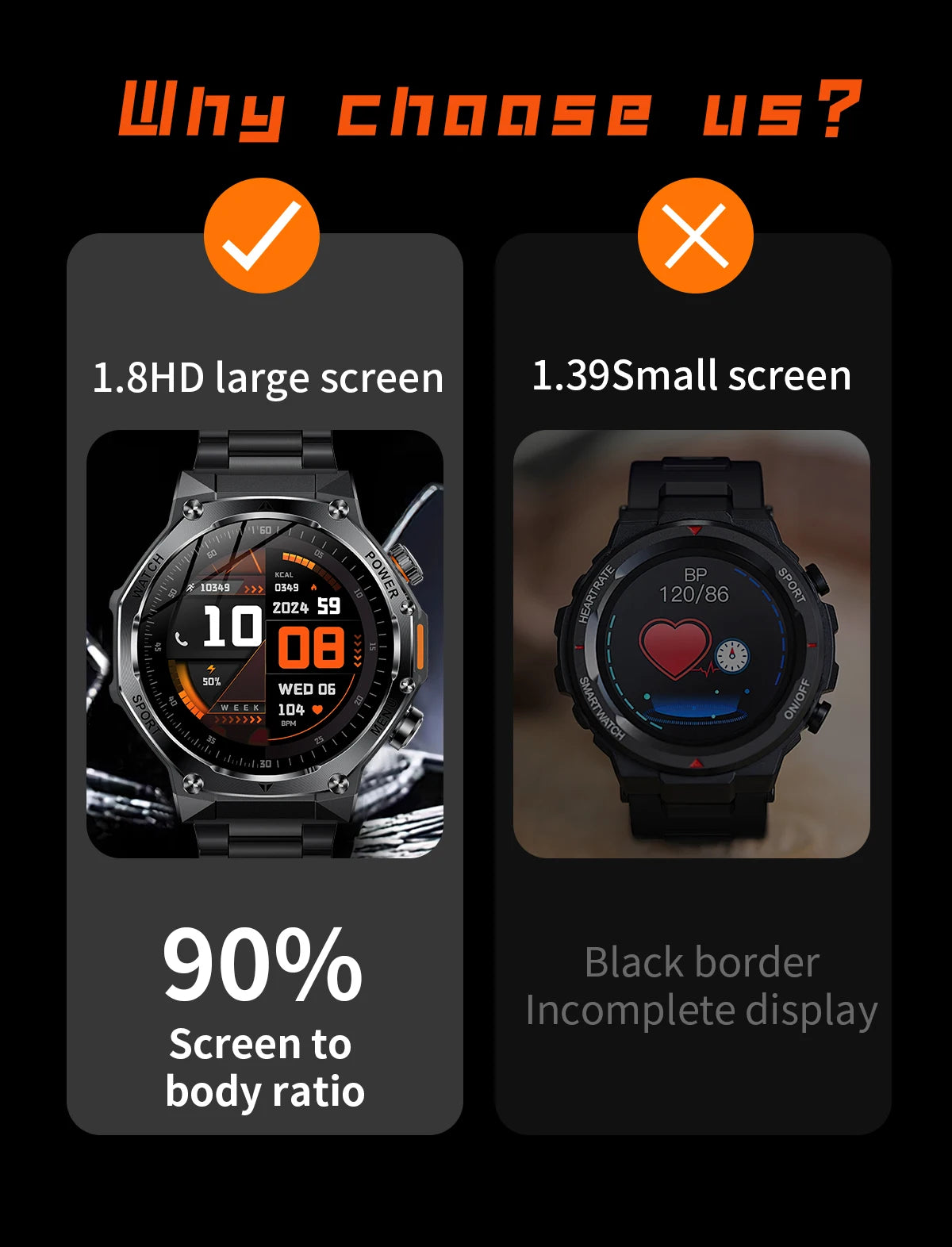 LIGE Smartwatch Herren 2025 – Militär Outdoor, 1,8" HD AMOLED, 800 mAh Batterie, Herzfrequenz & Bluetooth-Anruf, Sport-Smartwatch für Android & iOS