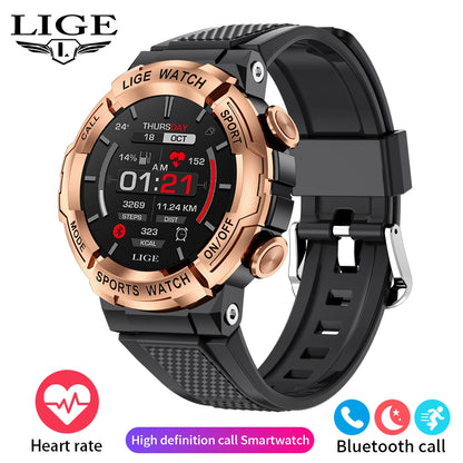LIGE 2024 Outdoor Smartwatch for Men – Bluetooth Call, Compass, Fitness & Health Monitor, IP68 Waterproof, 1.52" IPS Display
