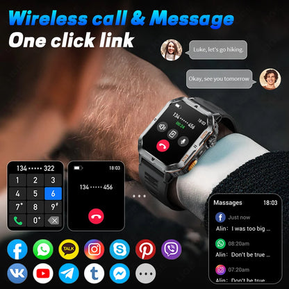 LIGE 2025 Outdoor Smartwatch Herren – 2,01" HD Display, 1000mAh Akku, 3ATM Wasserdicht, Sport & Fitness | Taggytech