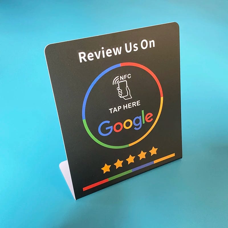 NFC-Tischständer für Kundenfeedback auf Google.