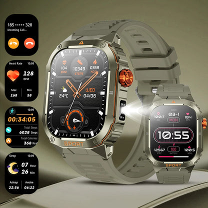LIGE 2025 Professionelle Sport Smartwatch Herren – Outdoor Wasserdicht, LED-Taschenlampe, Bluetooth Anruf, 2,01" HD Display | Taggytech