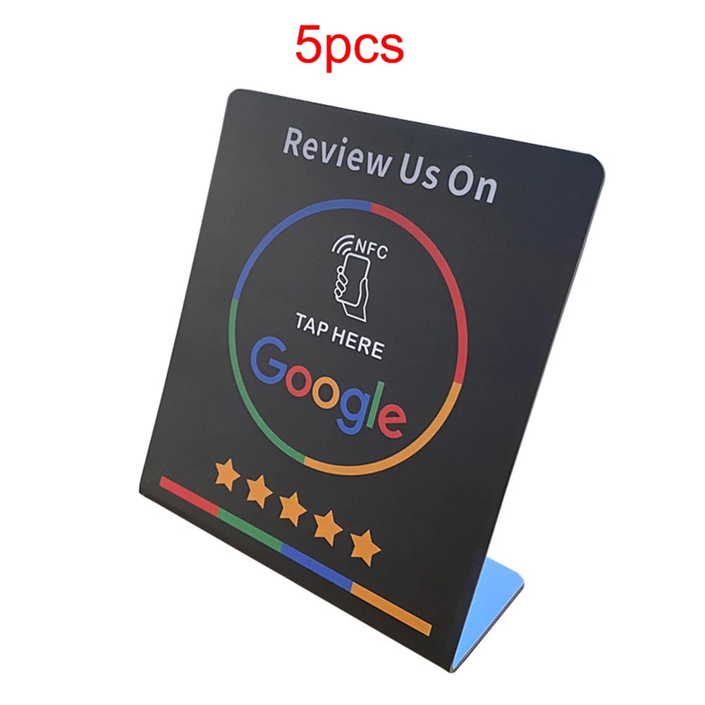 NFC Google Review Stand im Geschäft zur Förderung von Kundenbewertungen
