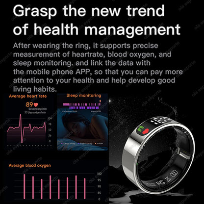 Smart Ring 2025 – LED display, heart rate &amp; fitness tracking, IP68 waterproof