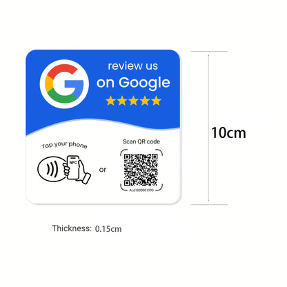 Google Review NFC Card – NTAG215 Chip, Programmable & QR Code | Taggytech