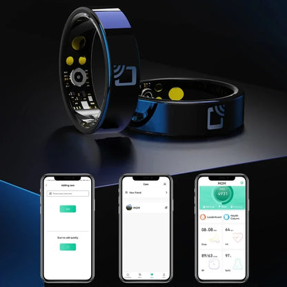 NFC Smart Ring – Ultra-thin 7 mm fitness &amp; health ring with heart rate, sleep &amp; blood oxygen tracking | NFC access, IP68 waterproof, including charging case