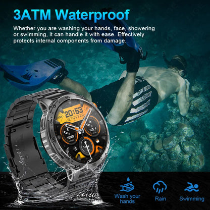 LIGE 2025 Militär Outdoor Smartwatch Herren – 1,75" AMOLED HD, 730 mAh Akku, Taschenlampe, 3ATM Wasserdicht | Taggytech