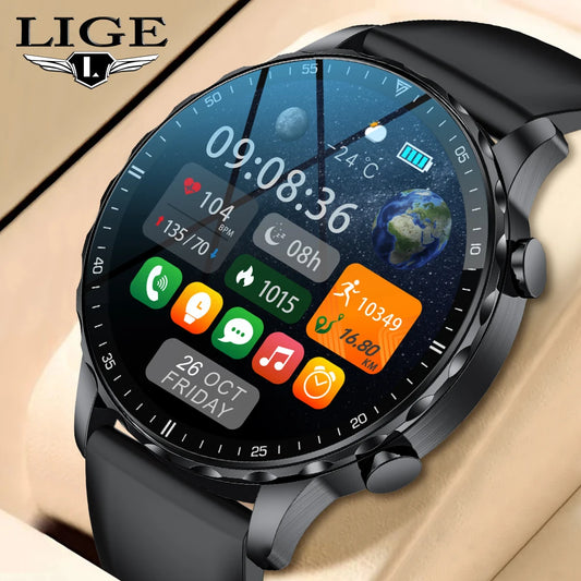 LIGE Smartwatch for Men – Bluetooth Call, Fitness &amp; Sports Tracker, IP68 Waterproof