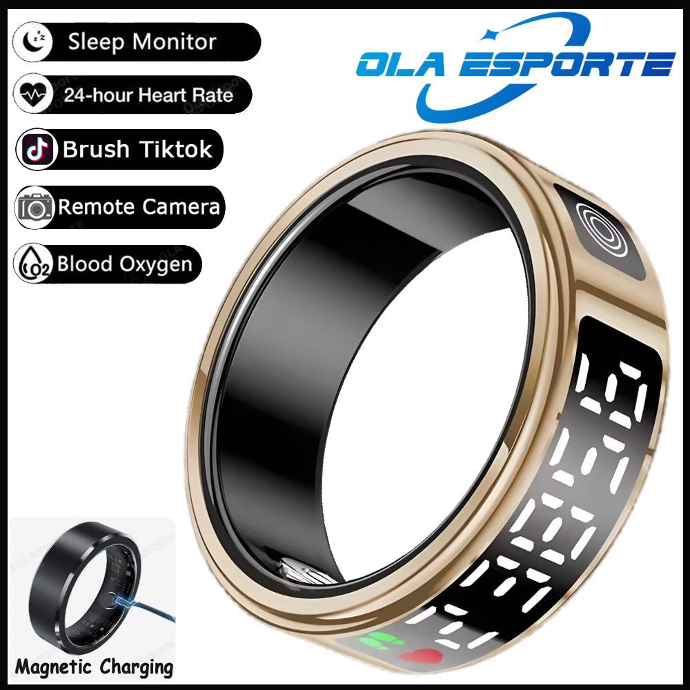 Smart Ring 2025 – LED display, heart rate &amp; fitness tracking, IP68 waterproof