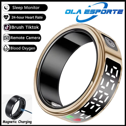 Smart Ring 2025 – LED display, heart rate &amp; fitness tracking, IP68 waterproof