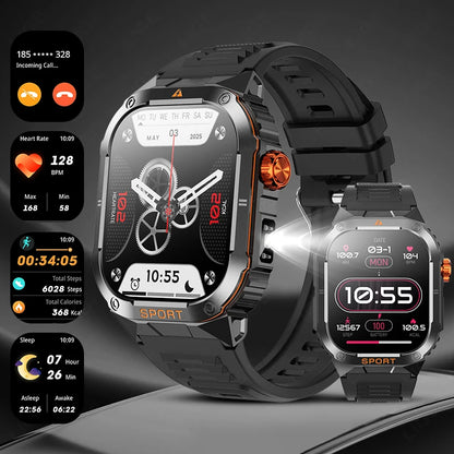 LIGE 2025 Professionelle Sport Smartwatch Herren – Outdoor Wasserdicht, LED-Taschenlampe, Bluetooth Anruf, 2,01" HD Display | Taggytech