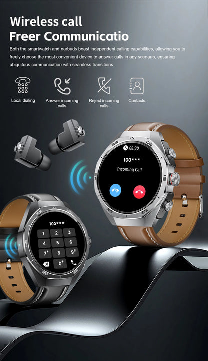 2025 LIGE 2-in-1 Smartwatch Men – NFC, Built-in TWS Earphones, 1.53-inch HD AMOLED, Bluetooth Call, Fitness &amp; Sports Smartwatch